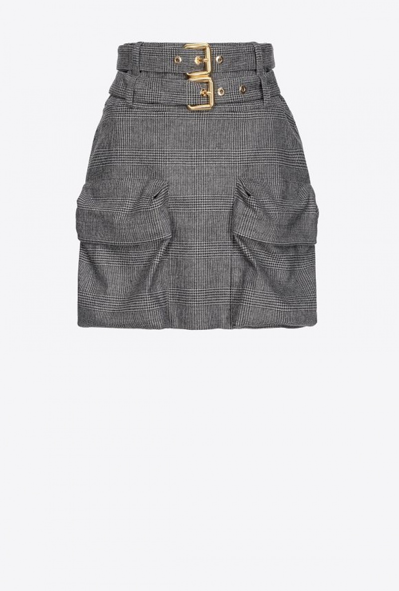 Pinko Double-belt Mini Skirt Šedé Černé | SN-PKO33904