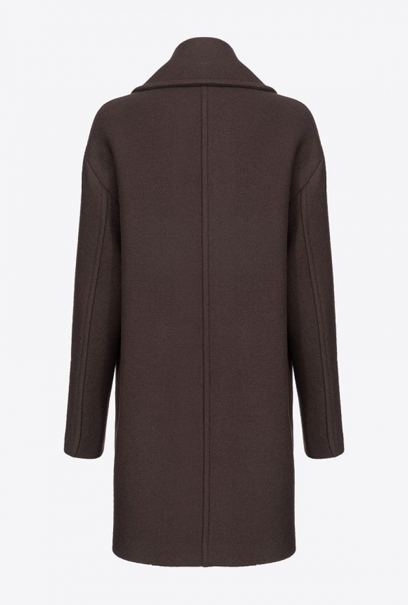 Pinko Double-breasted Cloth Coat Hnědé | SN-PKO33623