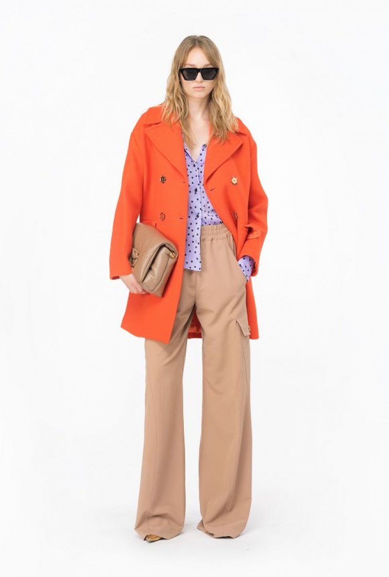 Pinko Double-breasted Cloth Coat Oranžové | SN-PKO33628