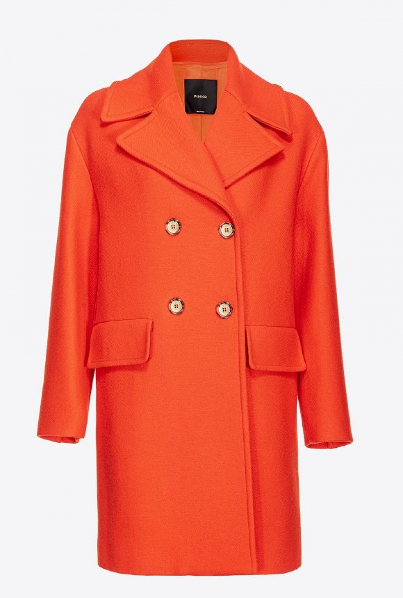 Pinko Double-breasted Cloth Coat Oranžové | SN-PKO33628