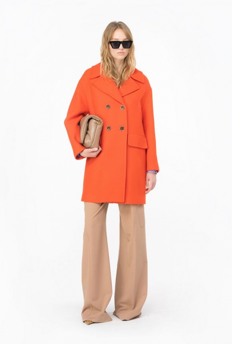 Pinko Double-breasted Cloth Coat Oranžové | SN-PKO33628