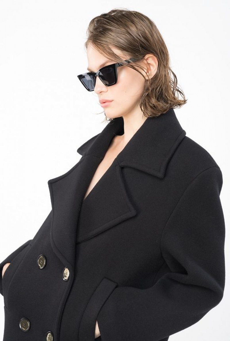 Pinko Double-breasted Pea Coat Černé | SN-PKO33665