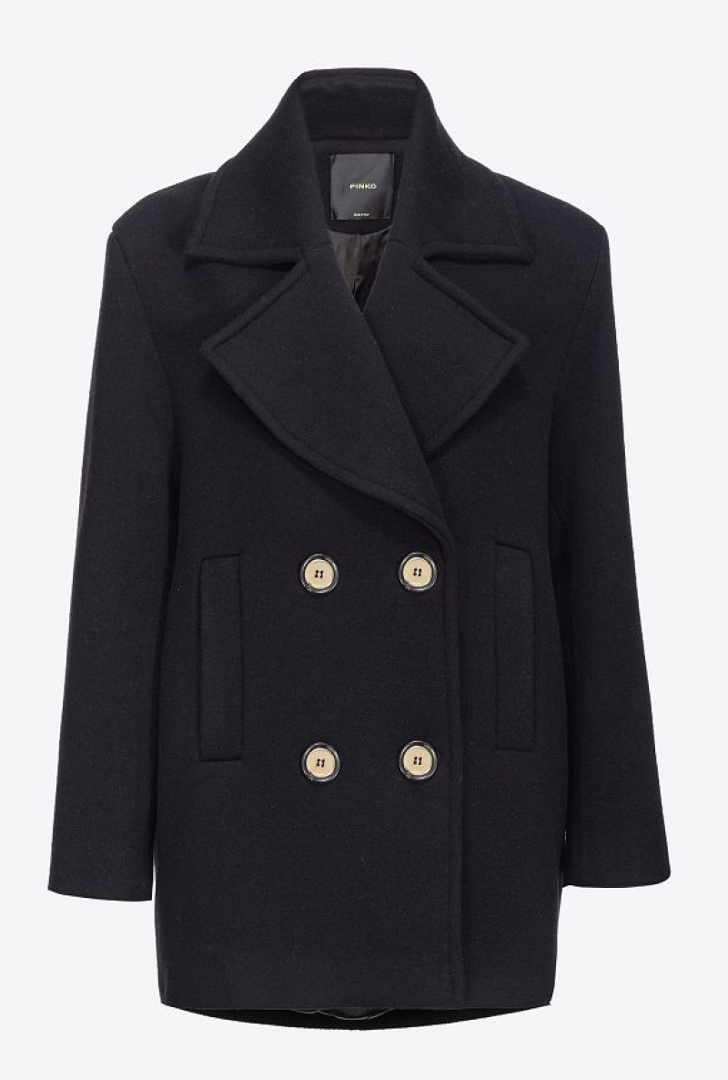 Pinko Double-breasted Pea Coat Černé | SN-PKO33665