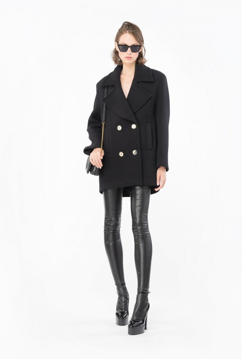 Pinko Double-breasted Pea Coat Černé | SN-PKO33665