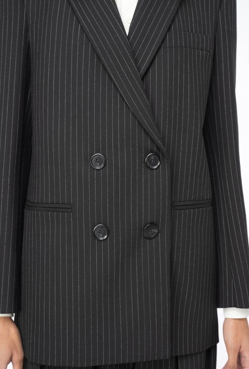 Pinko Double-breasted Pinstriped Blazer Černé Bílé | SN-PKO33981