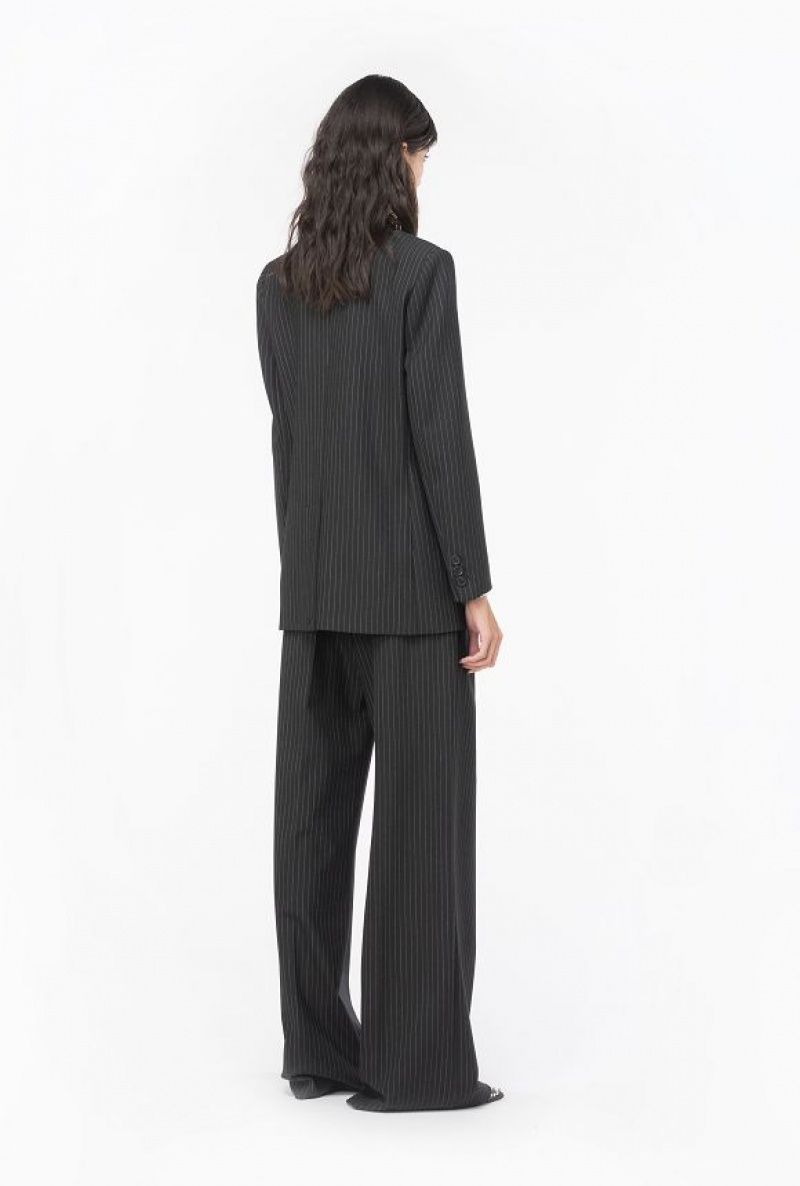 Pinko Double-breasted Pinstriped Blazer Černé Bílé | SN-PKO33981