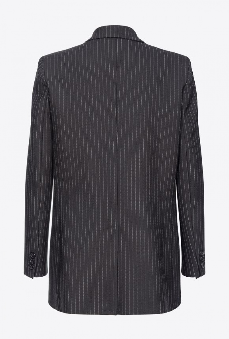 Pinko Double-breasted Pinstriped Blazer Černé Bílé | SN-PKO33981