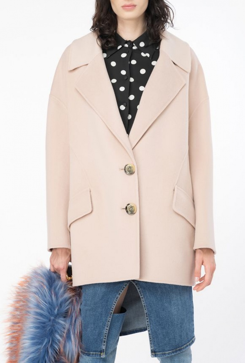 Pinko Double-layered Woollen Cloth Pea Coat Béžový | SN-PKO33621