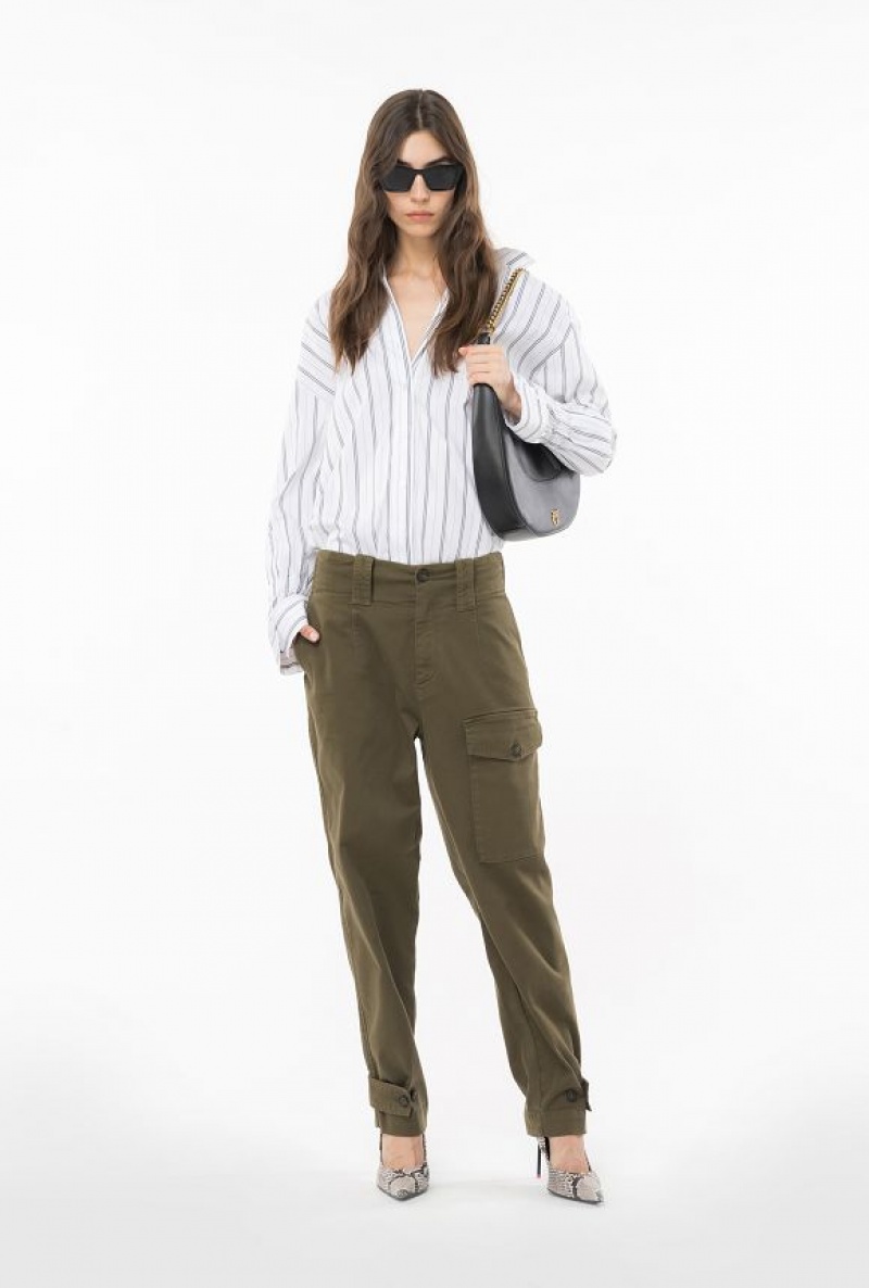 Pinko Double-stripe Shirt Bílé Černé | SN-PKO33168