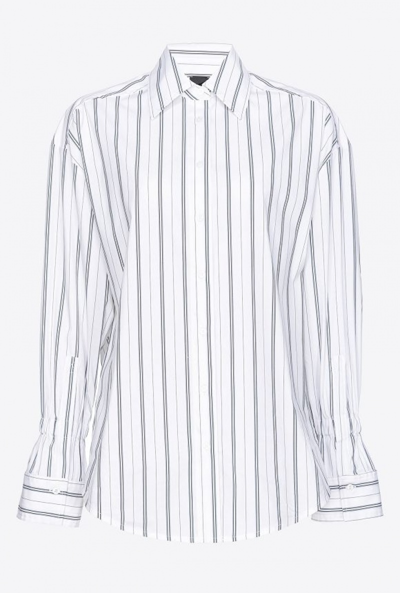 Pinko Double-stripe Shirt Bílé Černé | SN-PKO33168