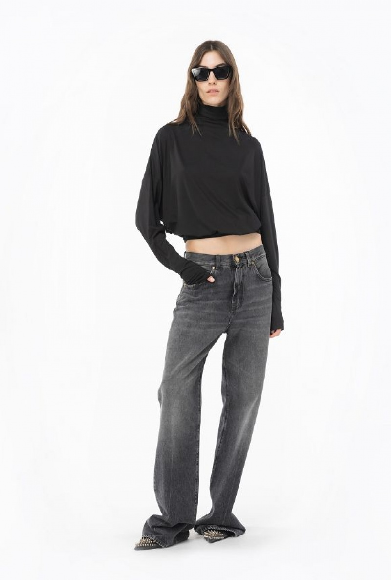 Pinko Draped Turtleneck Svetrové Černé | SN-PKO33389