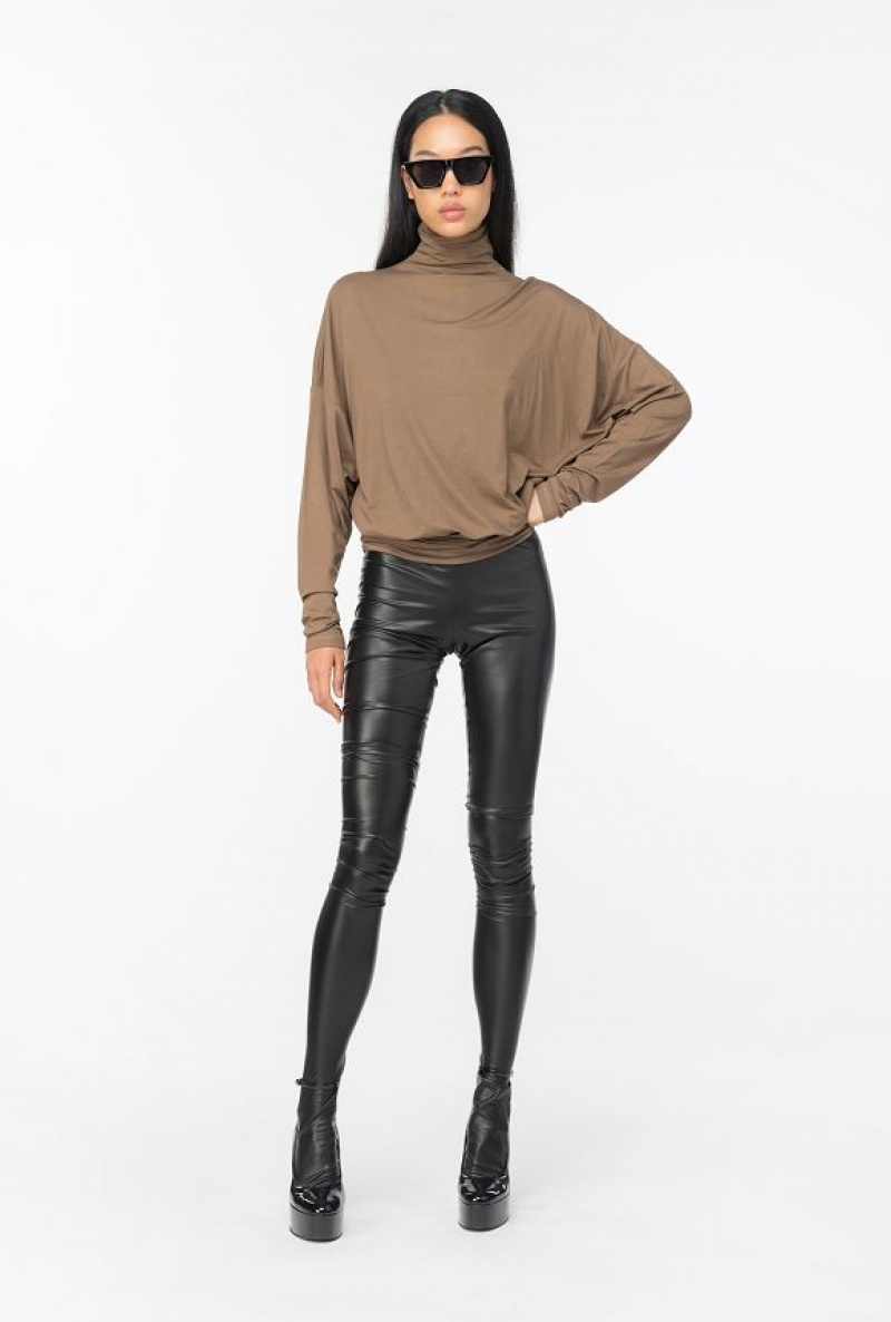 Pinko Draped Turtleneck Svetrové Čokolády | SN-PKO33305