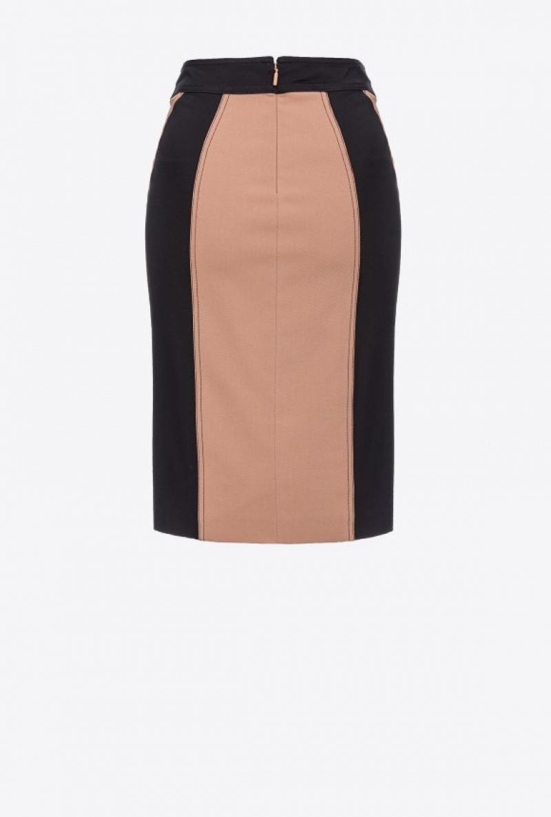 Pinko Dual-material Pencil Skirt Černé | SN-PKO34040