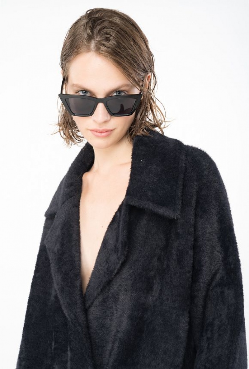 Pinko Faux Fur Cocoon Coat Černé | SN-PKO33663