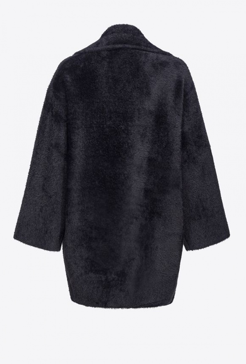 Pinko Faux Fur Cocoon Coat Černé | SN-PKO33663