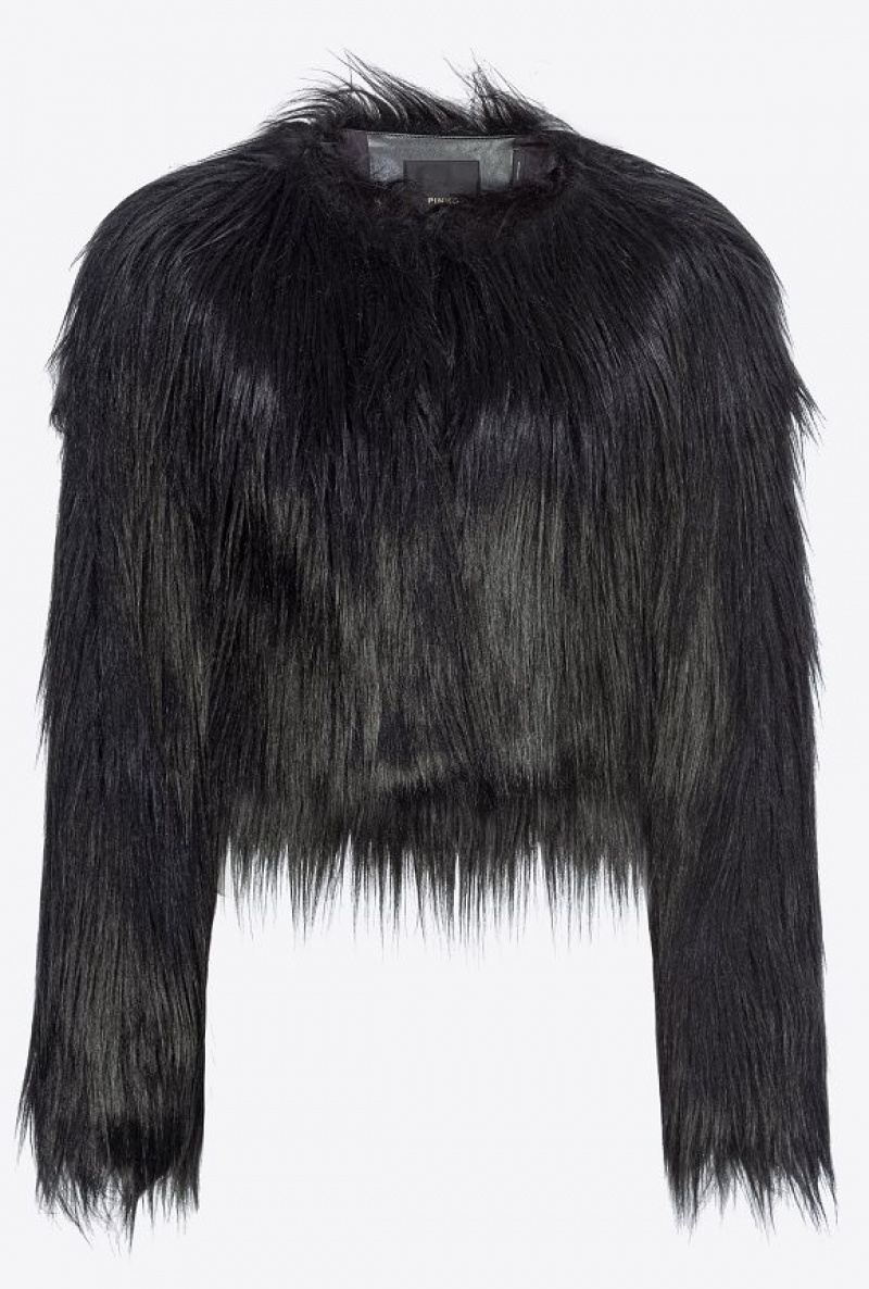 Pinko Faux Fur Jacket Černé | SN-PKO33631