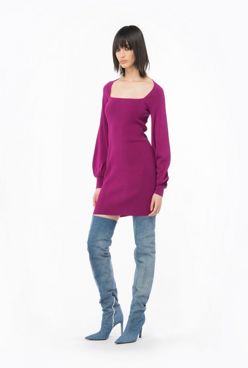 Pinko Fitted Knit Šaty Fialové | SN-PKO33069