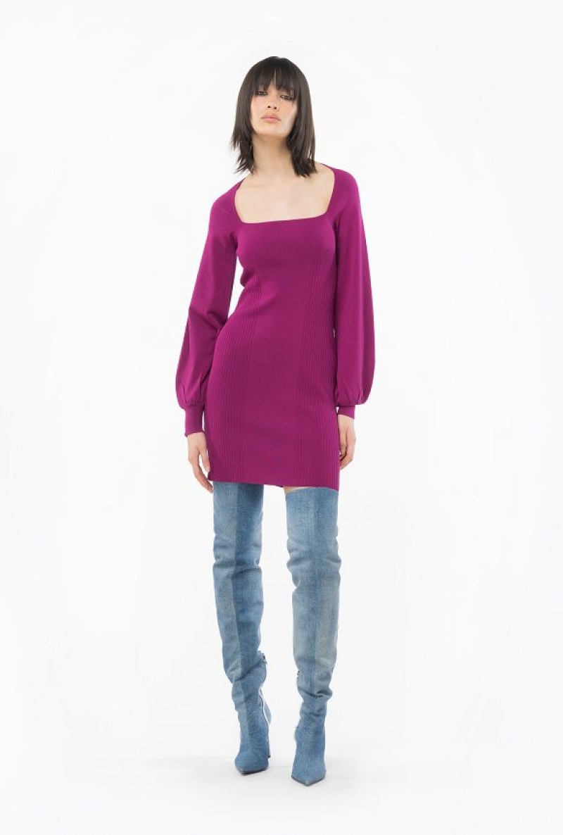 Pinko Fitted Knit Šaty Fialové | SN-PKO33069