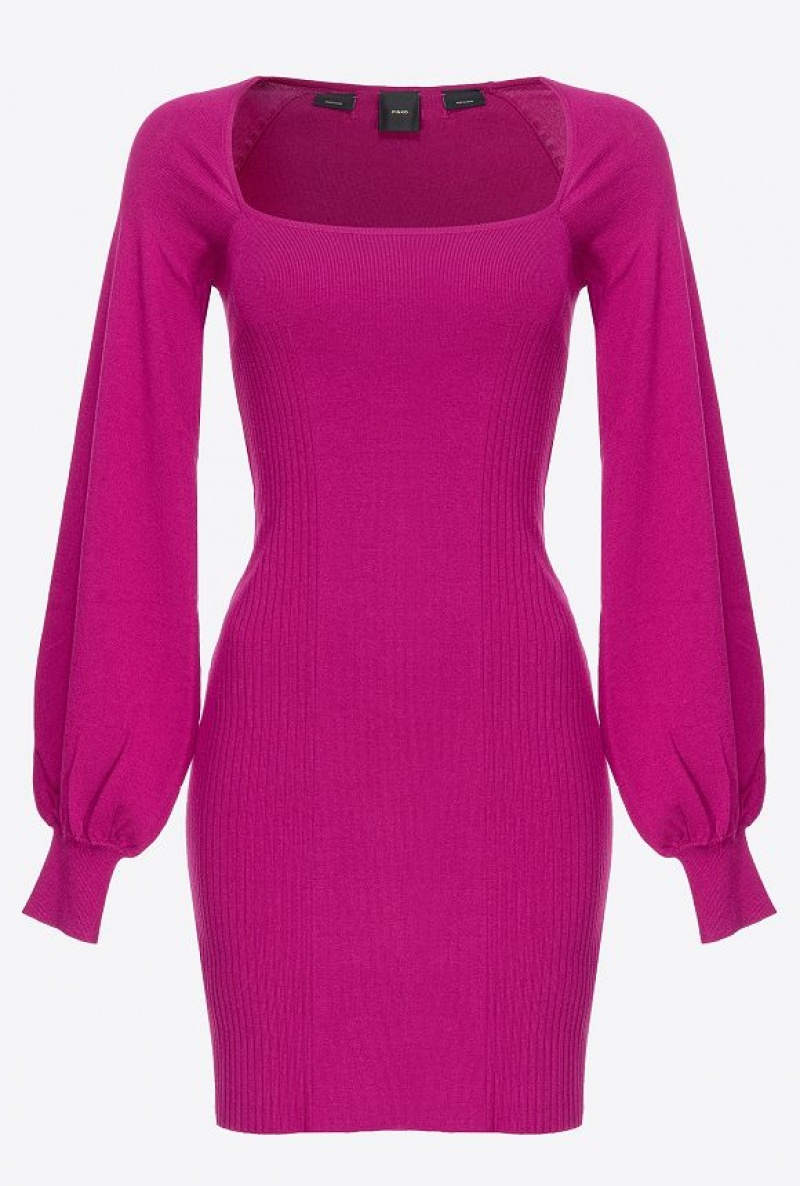 Pinko Fitted Knit Šaty Fialové | SN-PKO33069