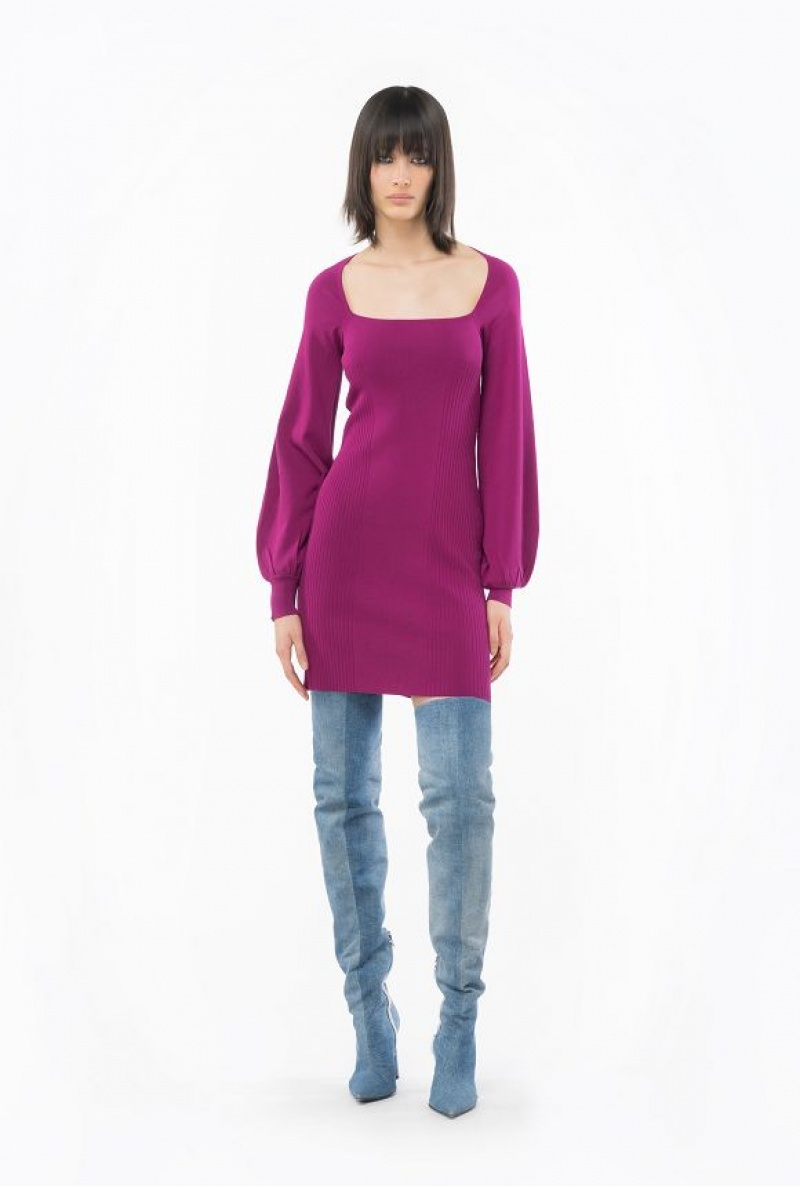 Pinko Fitted Knit Šaty Fialové | SN-PKO33069