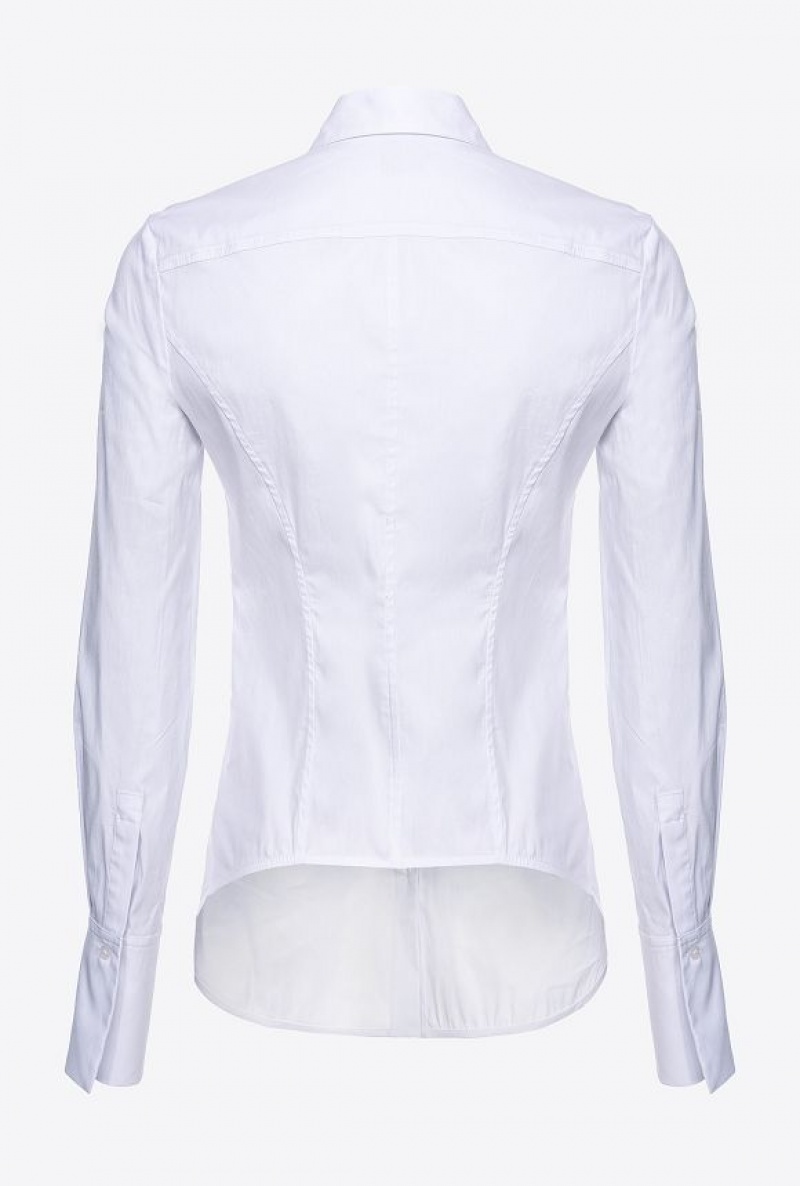 Pinko Fitted-waist Poplin Shirt With Embroidered Logo Bílé | SN-PKO33165