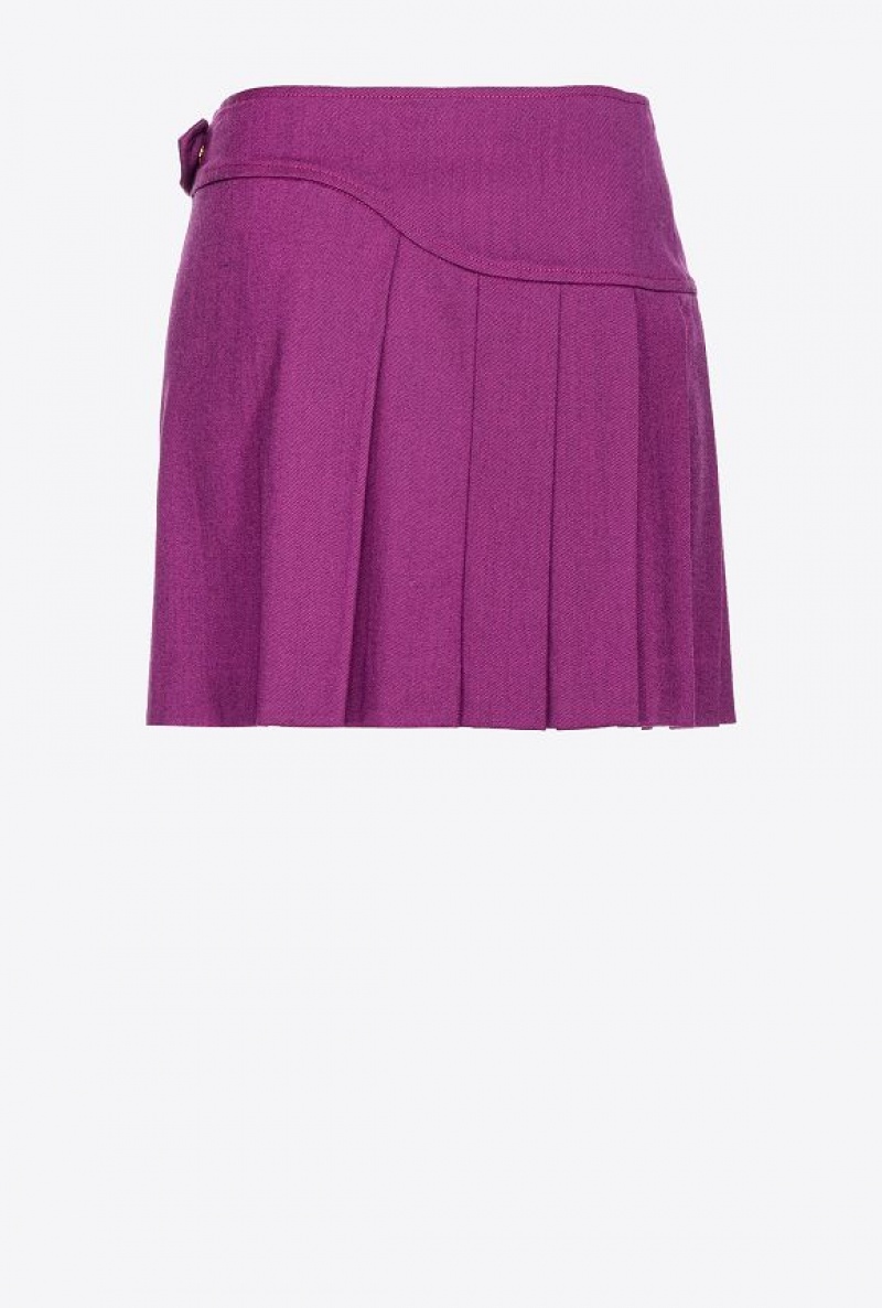 Pinko Flannel Mini Skirt With Piercing Přezkou Tmavě Fialové | SN-PKO34083