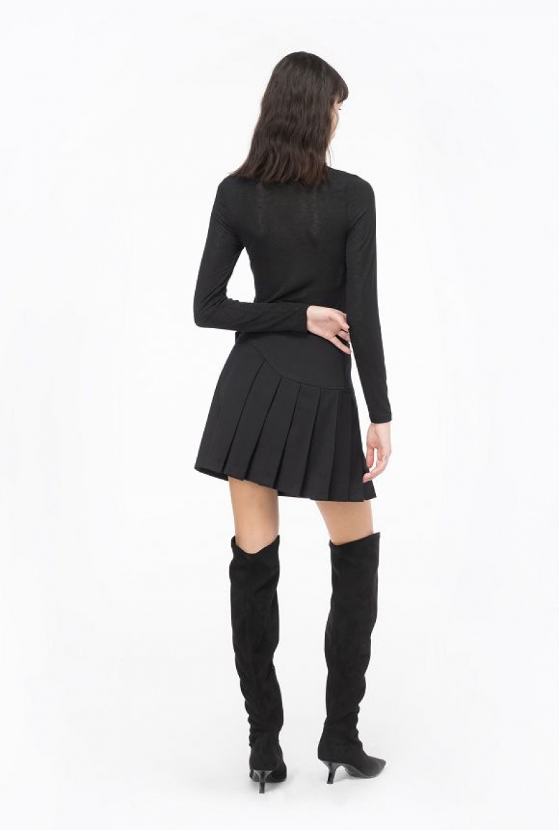 Pinko Flannel Mini Skirt With Piercing Přezkou Černé | SN-PKO34101