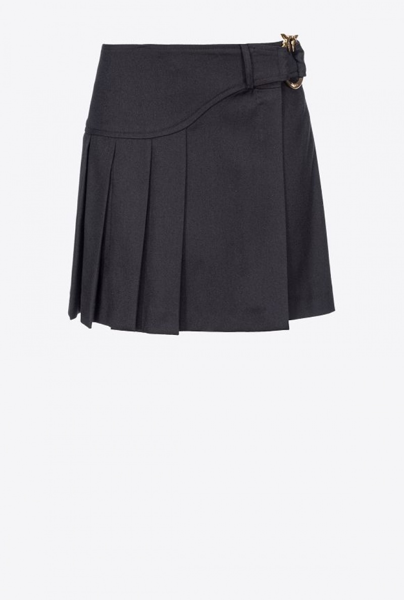 Pinko Flannel Mini Skirt With Piercing Přezkou Černé | SN-PKO34101