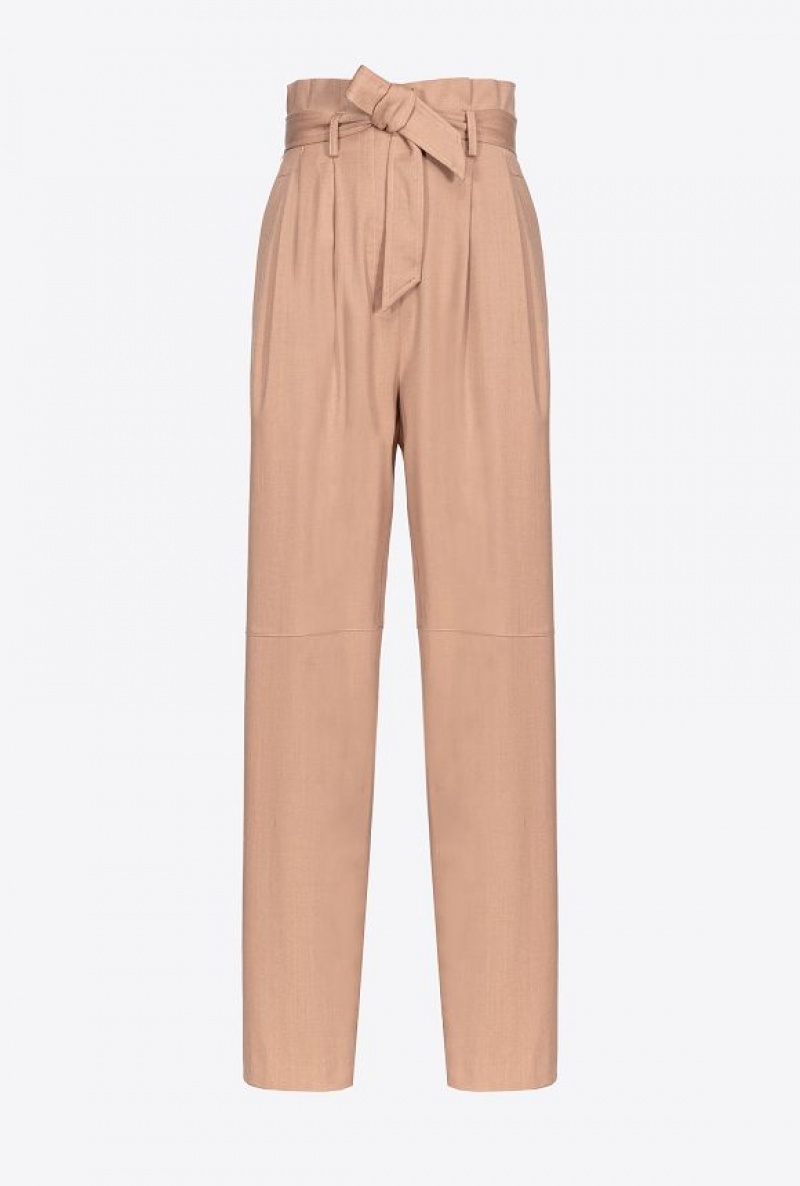 Pinko Flannel Trousers With Belt Tmavě Meruňka | SN-PKO33956