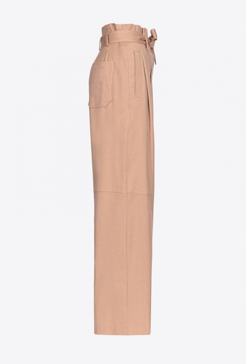 Pinko Flannel Trousers With Belt Tmavě Meruňka | SN-PKO33956