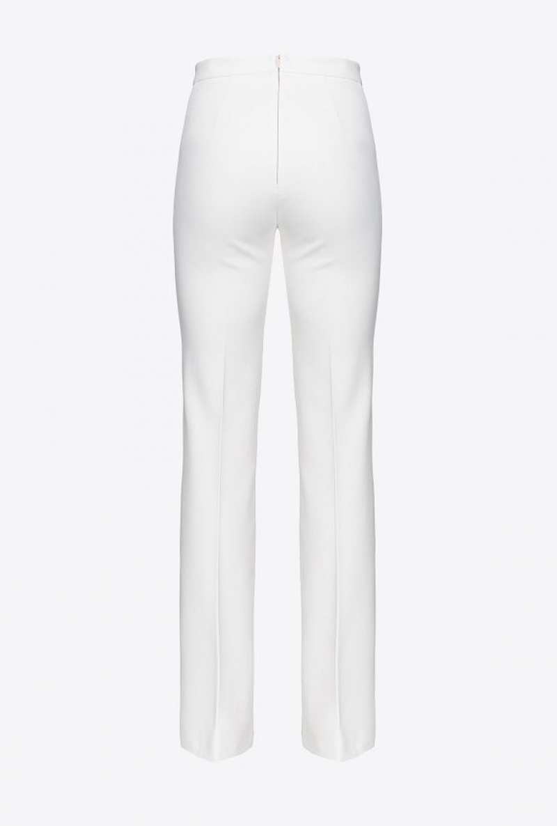 Pinko Flared Crepe Trousers Bílé | SN-PKO33939