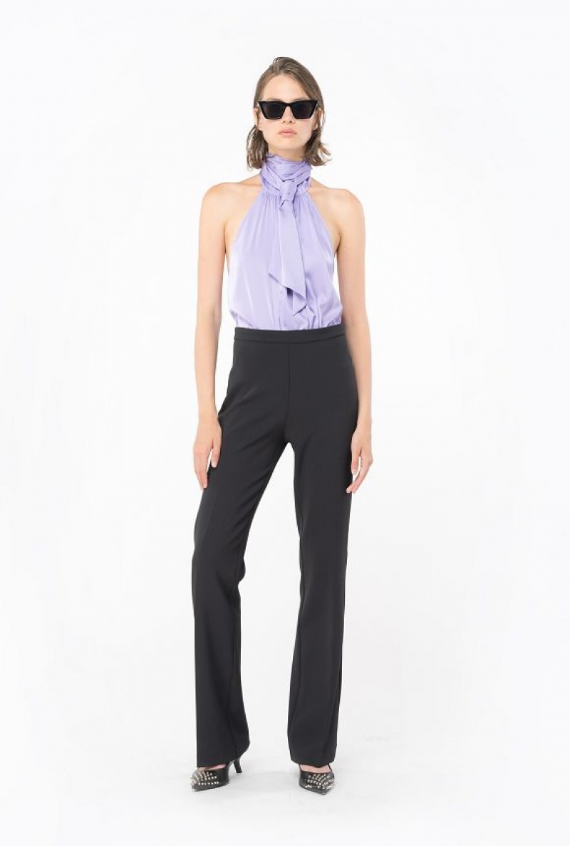 Pinko Flared Crepe Trousers Černé | SN-PKO33963