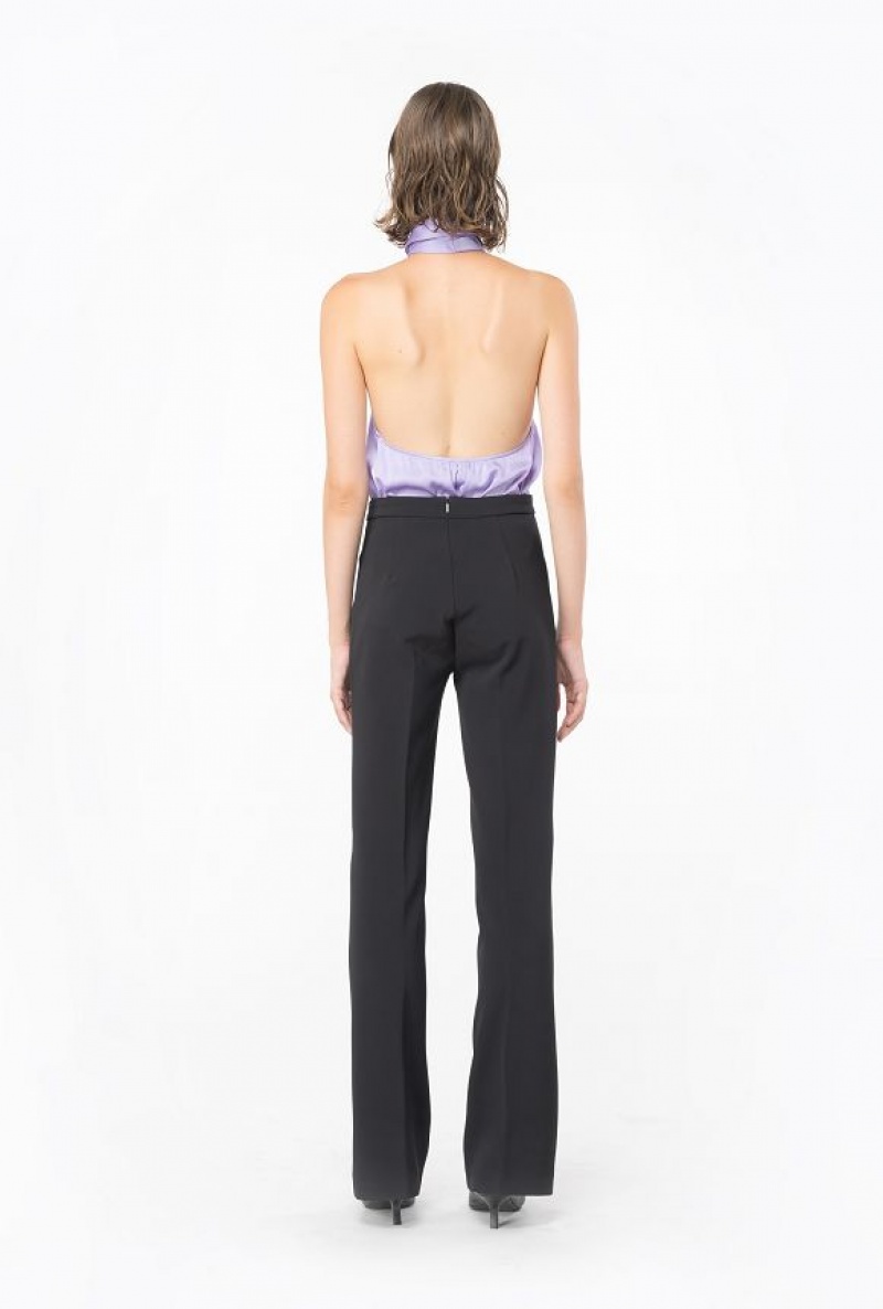 Pinko Flared Crepe Trousers Černé | SN-PKO33963