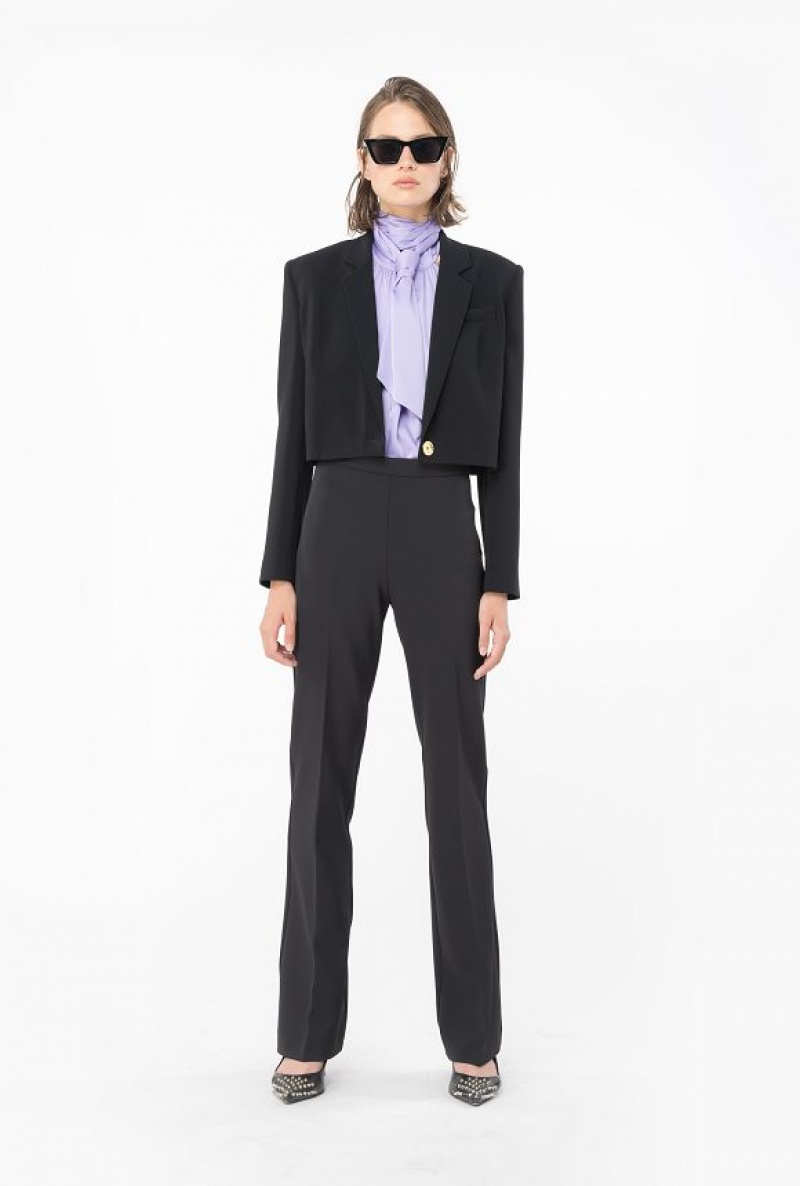 Pinko Flared Crepe Trousers Černé | SN-PKO33963