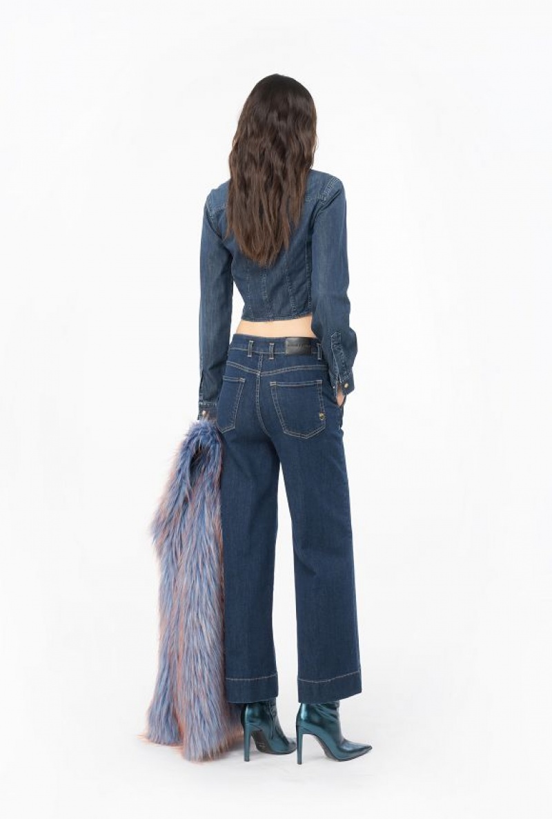 Pinko Flared Jeans With Belt Tmavě Blankyt Světle Modré | SN-PKO34002