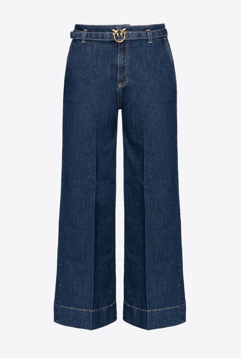 Pinko Flared Jeans With Belt Tmavě Blankyt Světle Modré | SN-PKO34002