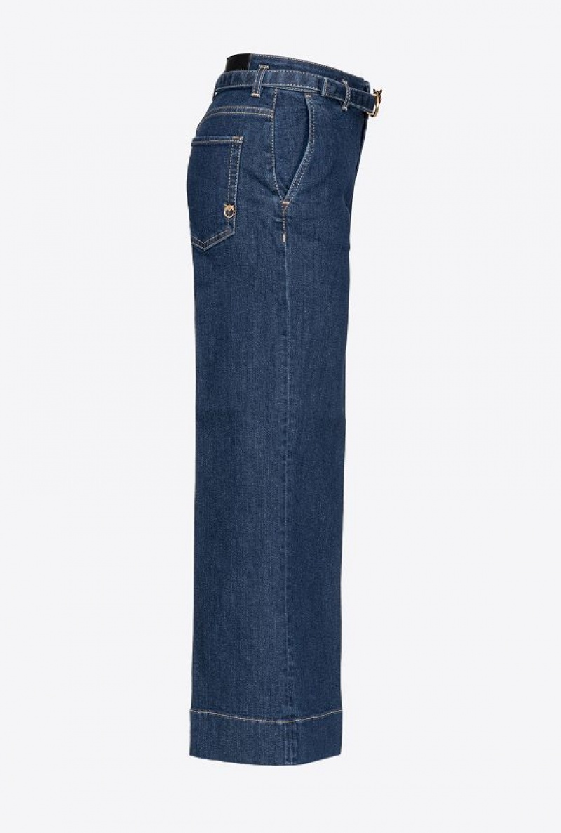 Pinko Flared Jeans With Belt Tmavě Blankyt Světle Modré | SN-PKO34002