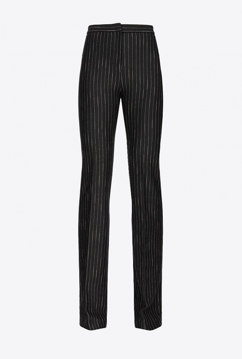 Pinko Flared Pinstriped Trousers Černé Béžový | SN-PKO33982