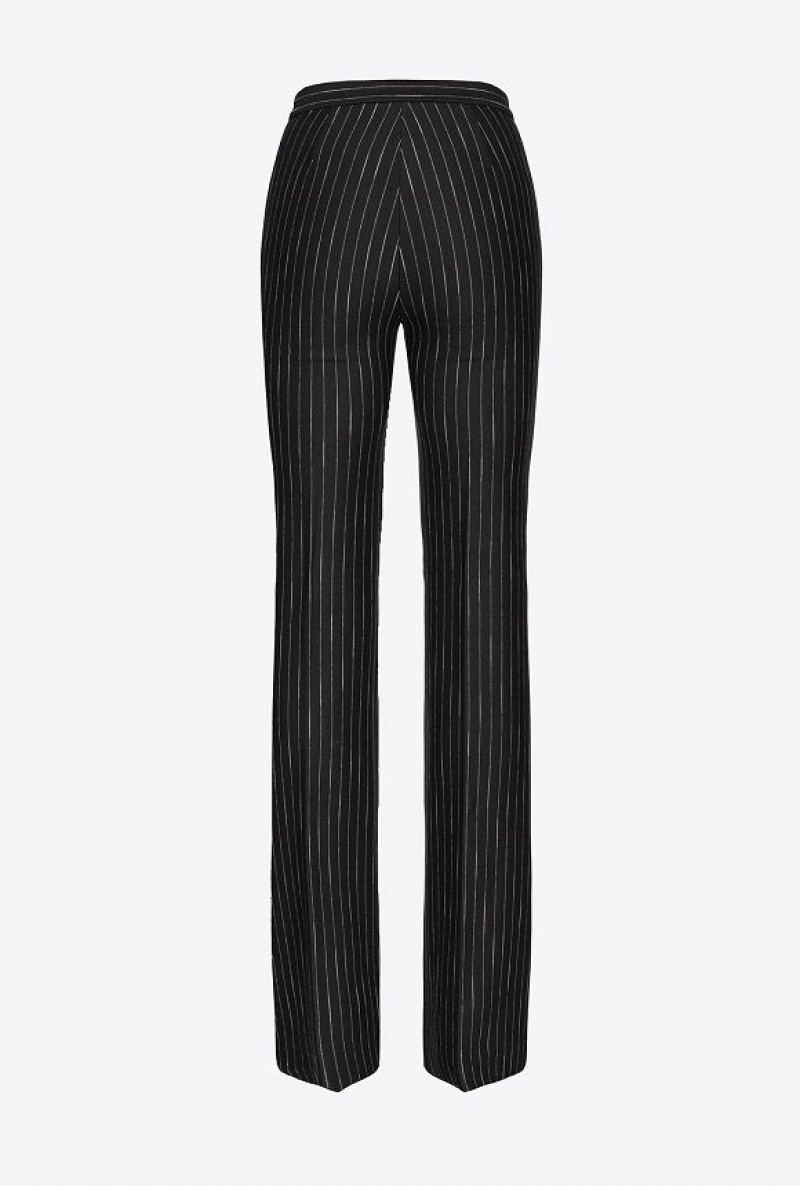 Pinko Flared Pinstriped Trousers Černé Béžový | SN-PKO33982