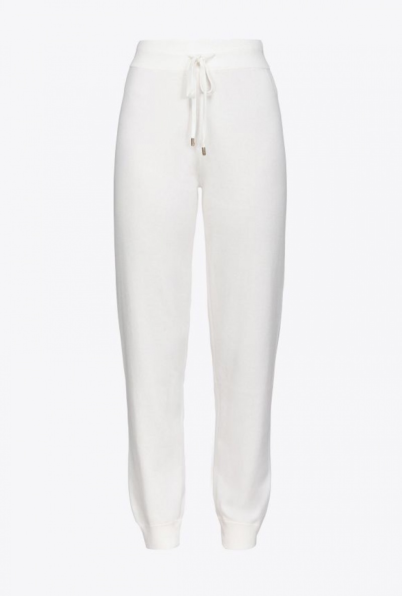 Pinko Fleece Joggers Bílé | SN-PKO33817