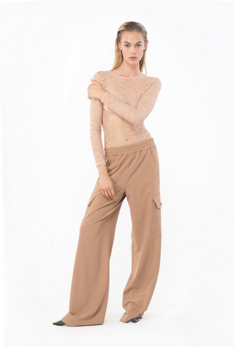 Pinko Flowing Cargo Trousers Tmavě Meruňka | SN-PKO33892