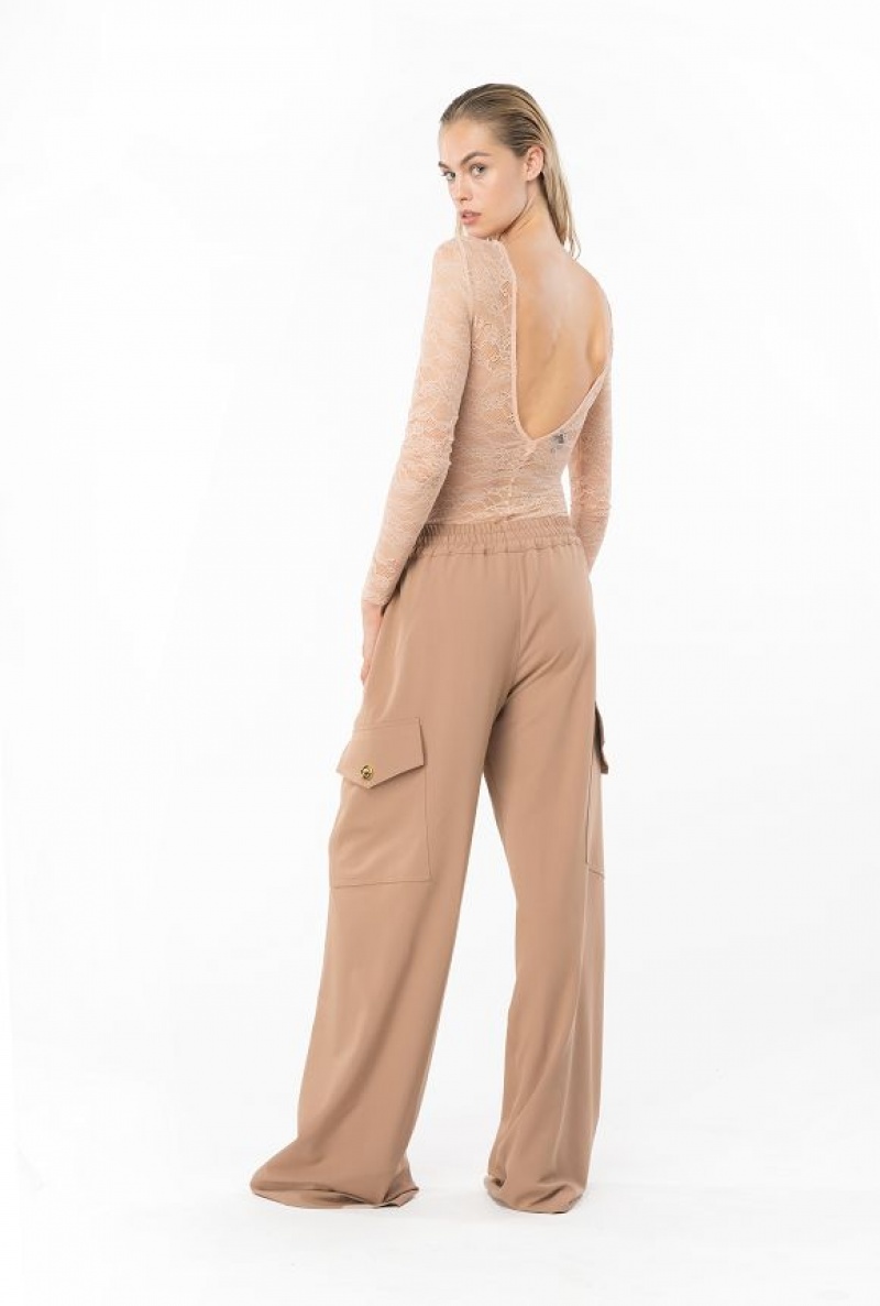 Pinko Flowing Cargo Trousers Tmavě Meruňka | SN-PKO33892