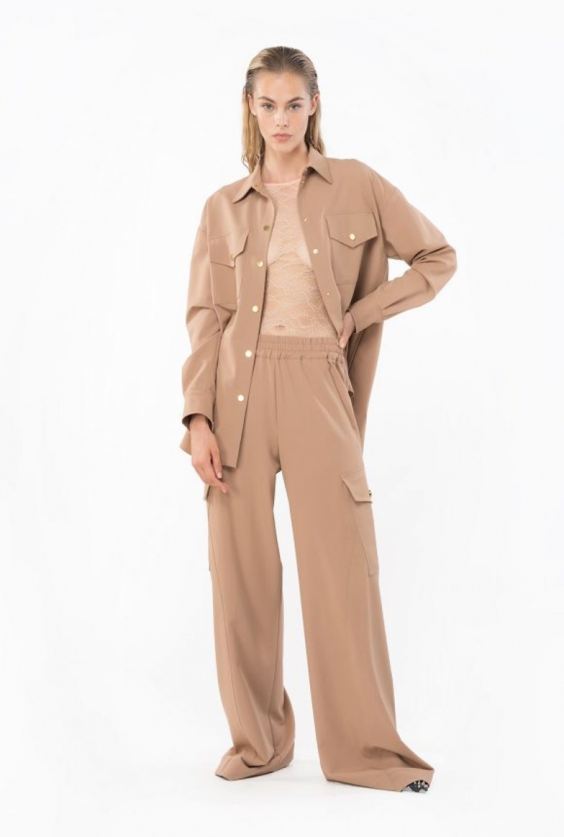 Pinko Flowing Cargo Trousers Tmavě Meruňka | SN-PKO33892