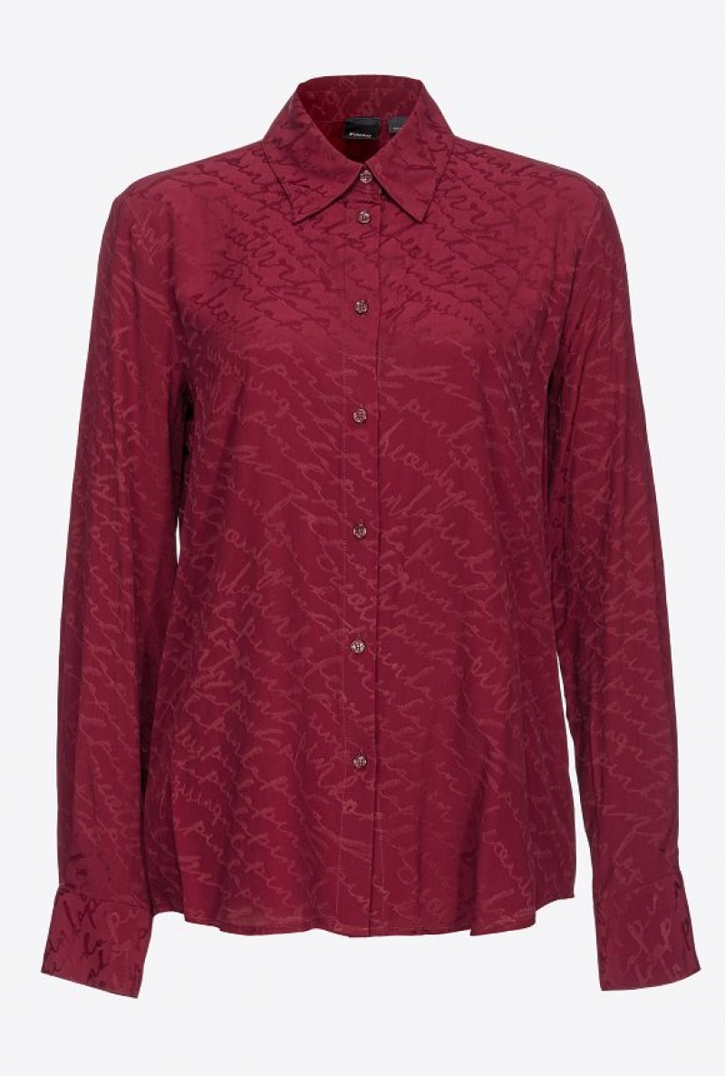 Pinko Flowing Jacquard Logo Shirt Vínové | SN-PKO33144