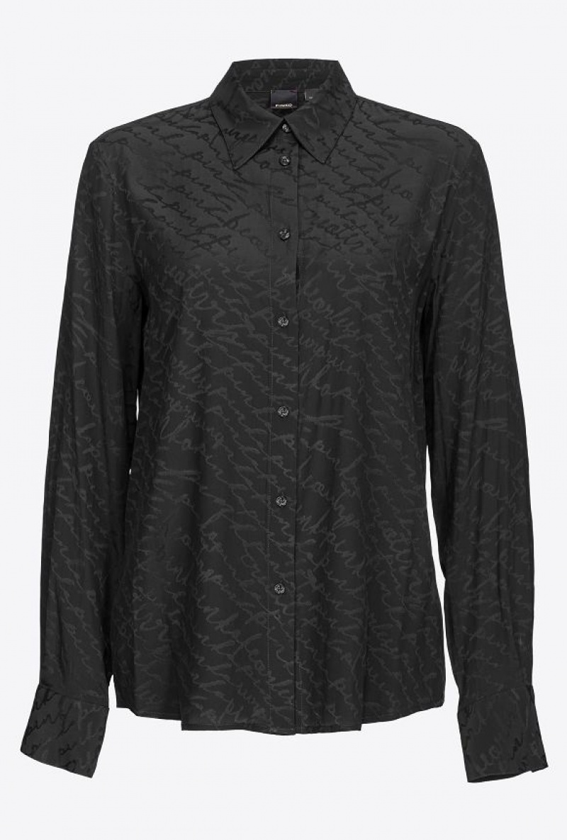 Pinko Flowing Jacquard Logo Shirt Černé | SN-PKO33139