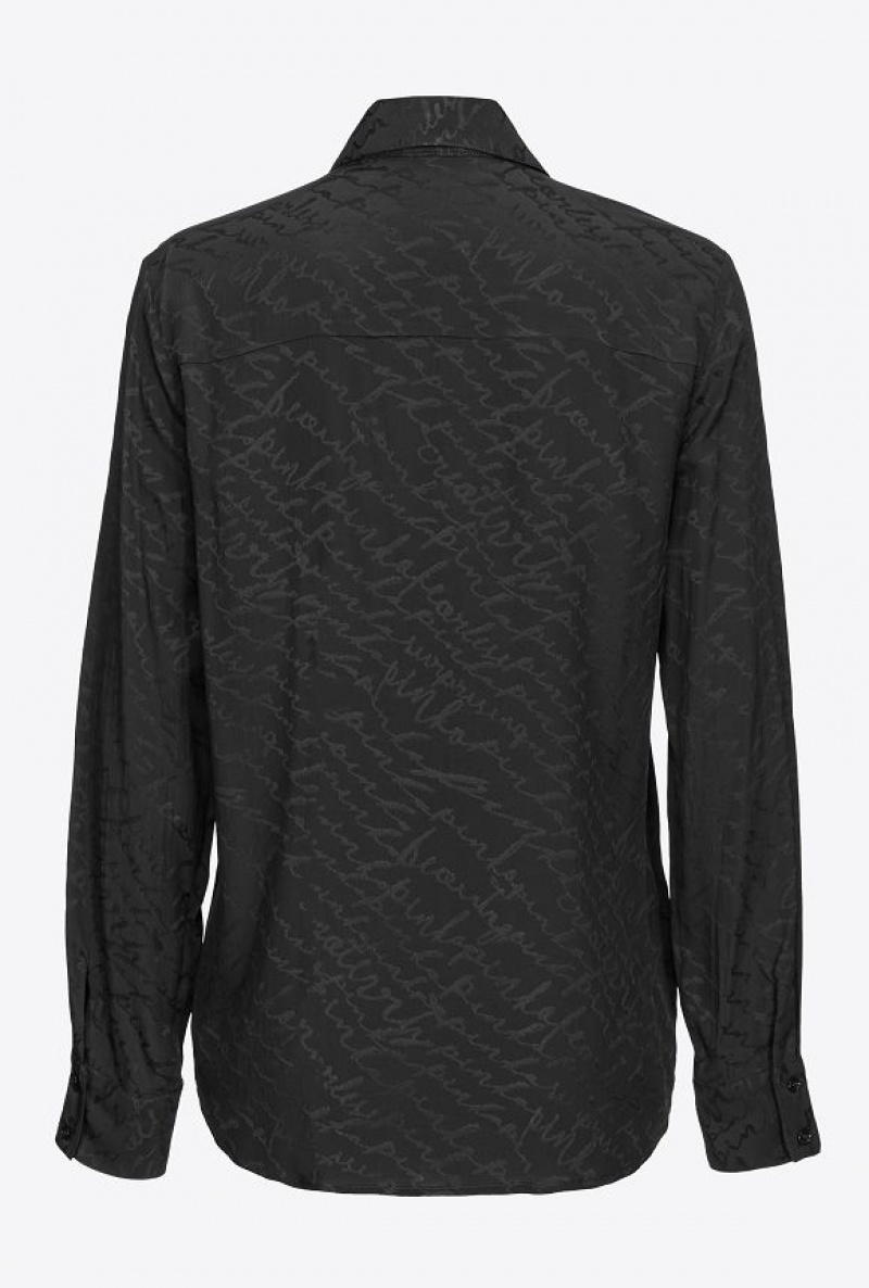 Pinko Flowing Jacquard Logo Shirt Černé | SN-PKO33139