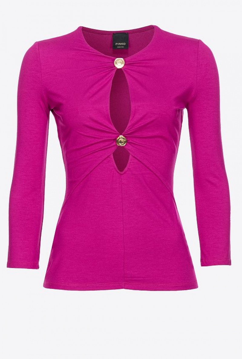 Pinko Flowing Jersey Svetrové With Golden Buttons Fialové | SN-PKO33373