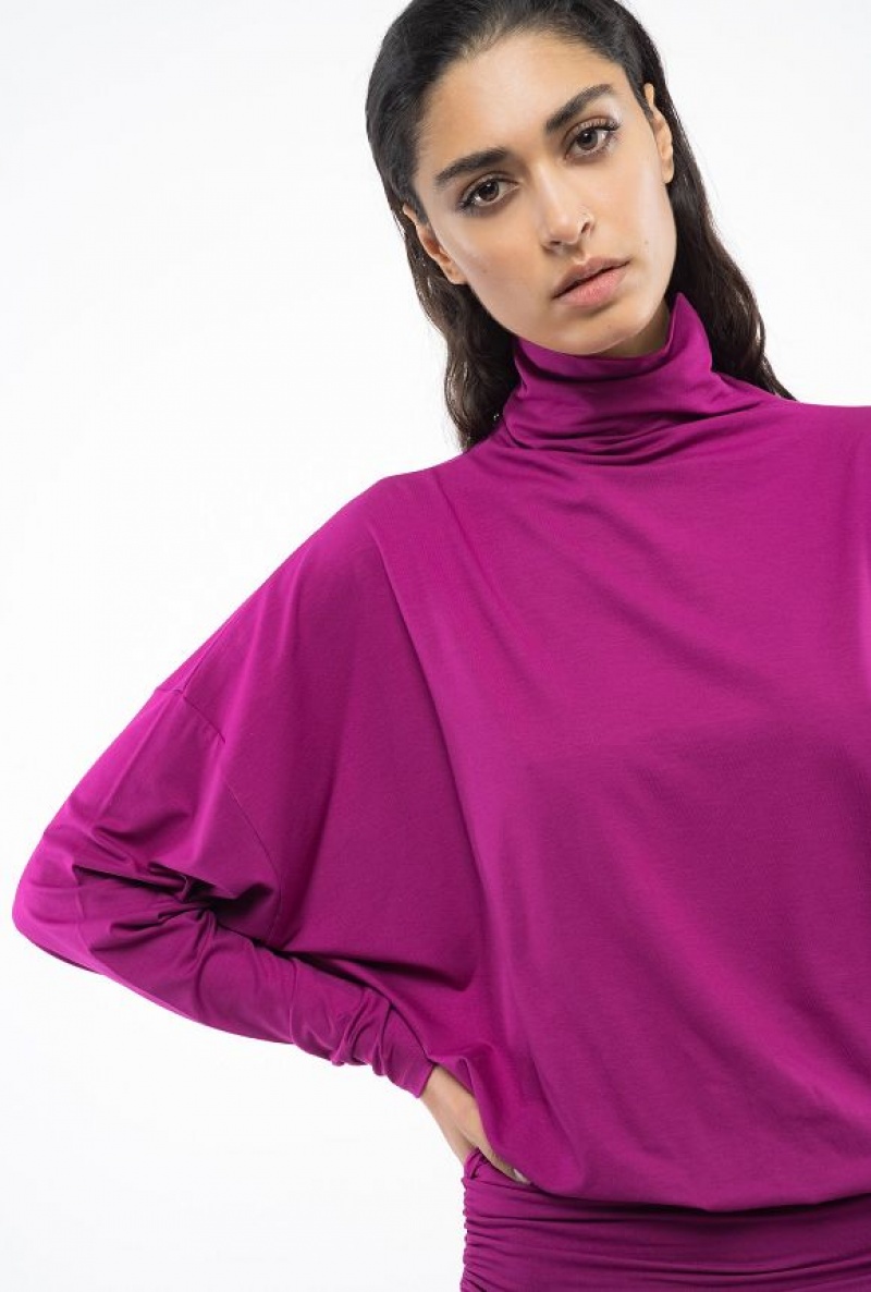 Pinko Flowing Jersey Turtleneck Mini Šaty Fialové | SN-PKO33041