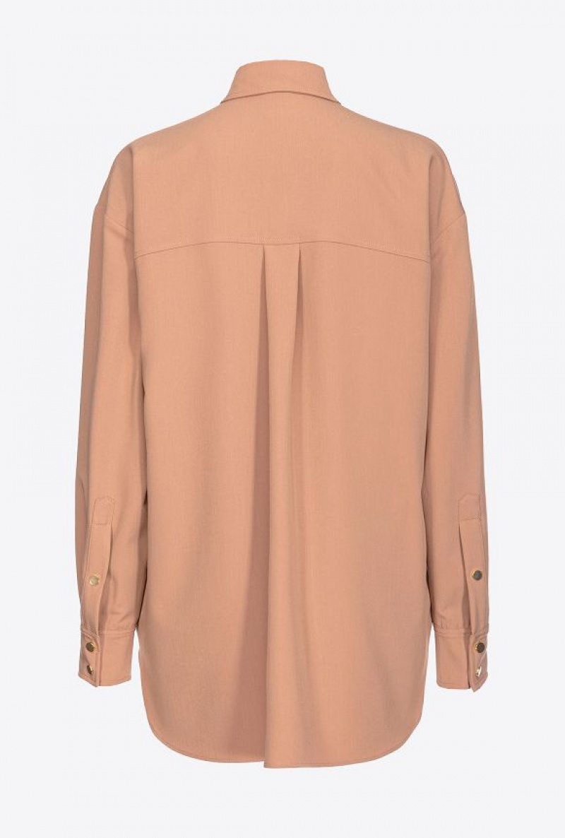 Pinko Flowing Shirt With Small Pockets Tmavě Meruňka | SN-PKO33893