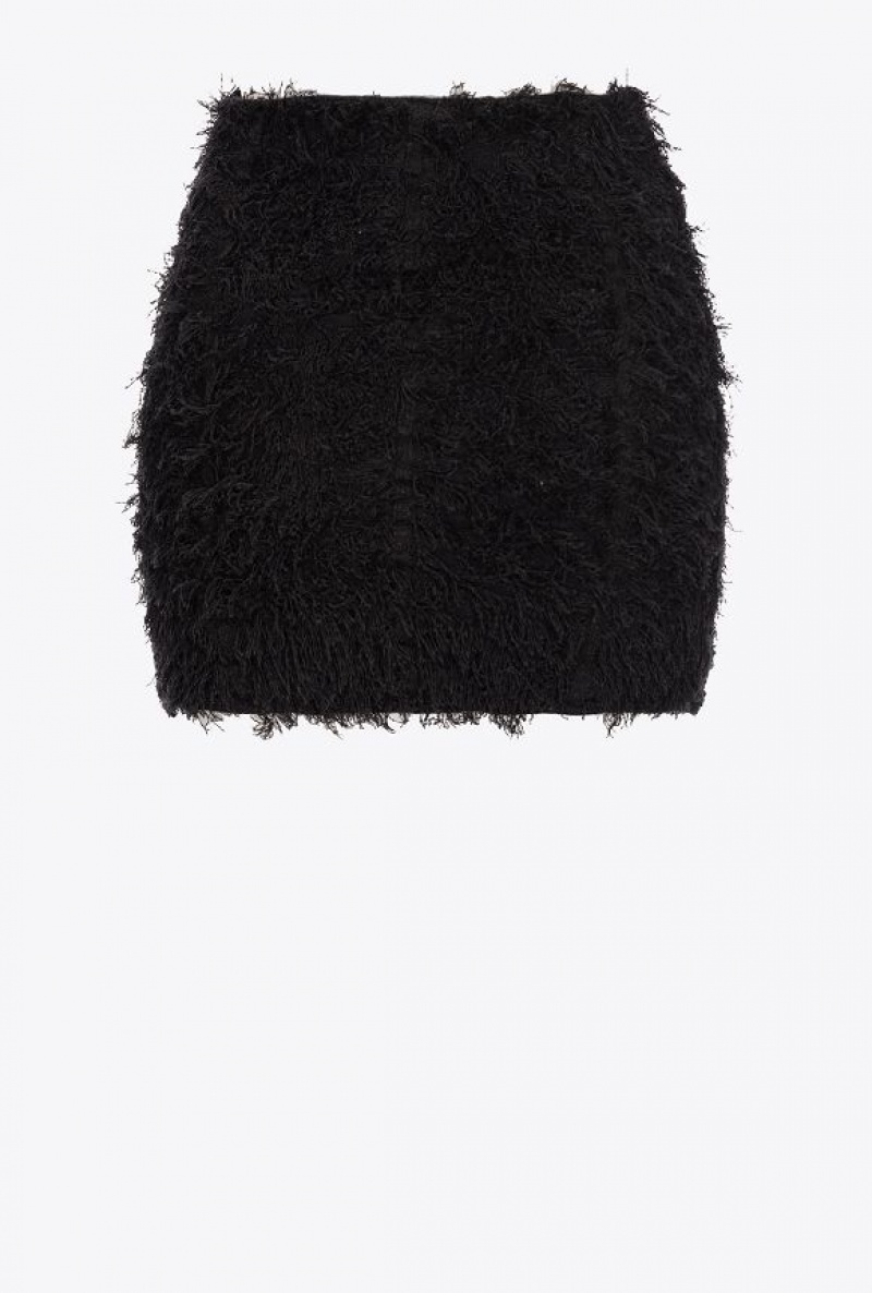 Pinko Fluffy Fray-effect Mini Skirt Černé | SN-PKO34059